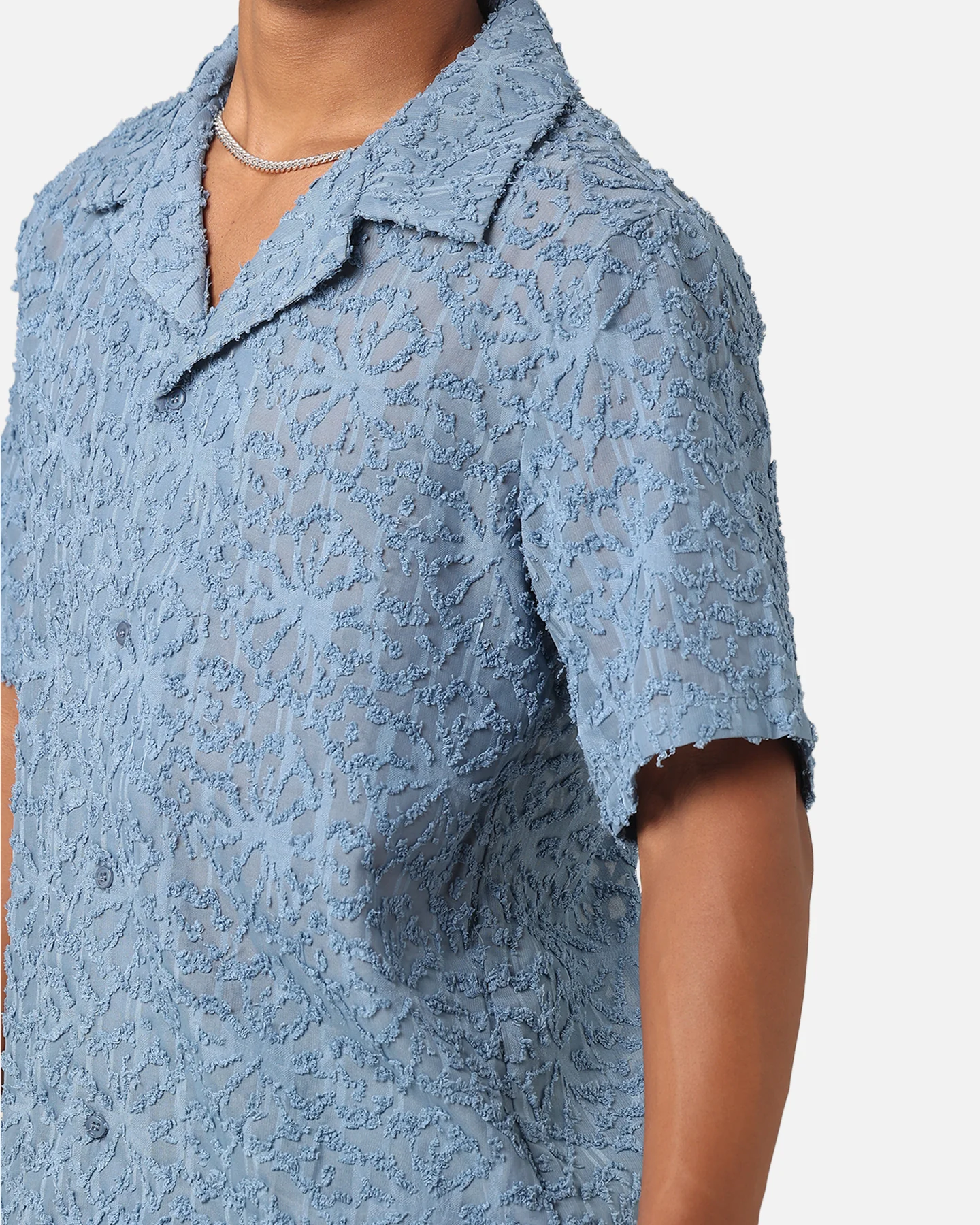 XXIII Sheer Daisy Button Up Shirt Floral Blue - Image 6