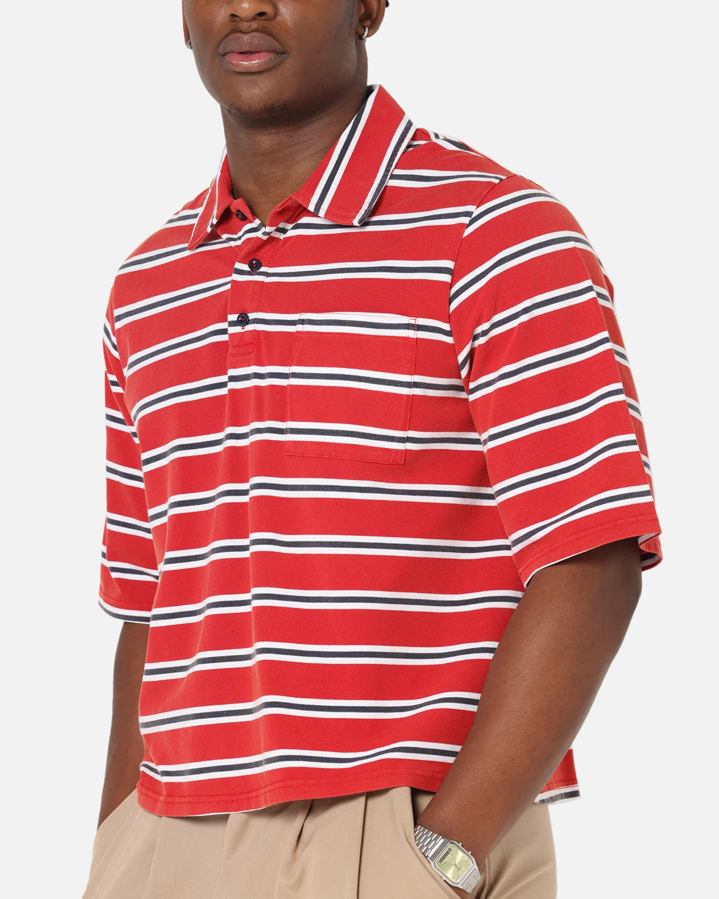 XXIII Striped Polo T-Shirt Red Stripe - Image 6