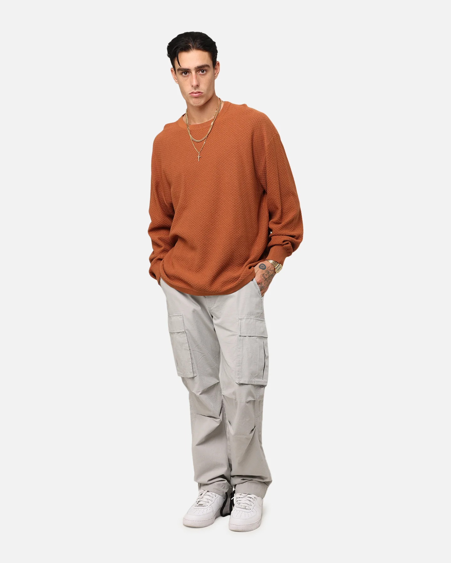 XXIII Textured Long Sleeve T-Shirt Rust - Image 2