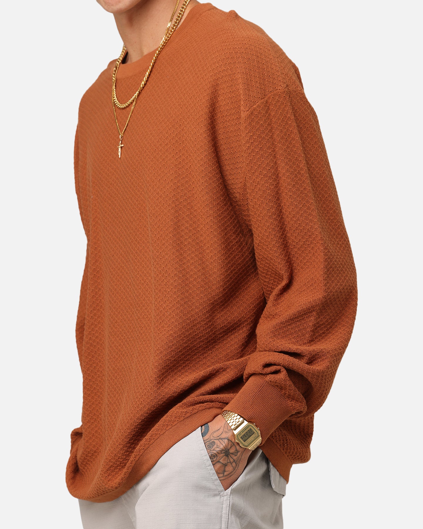 XXIII Textured Long Sleeve T-Shirt Rust - Image 6