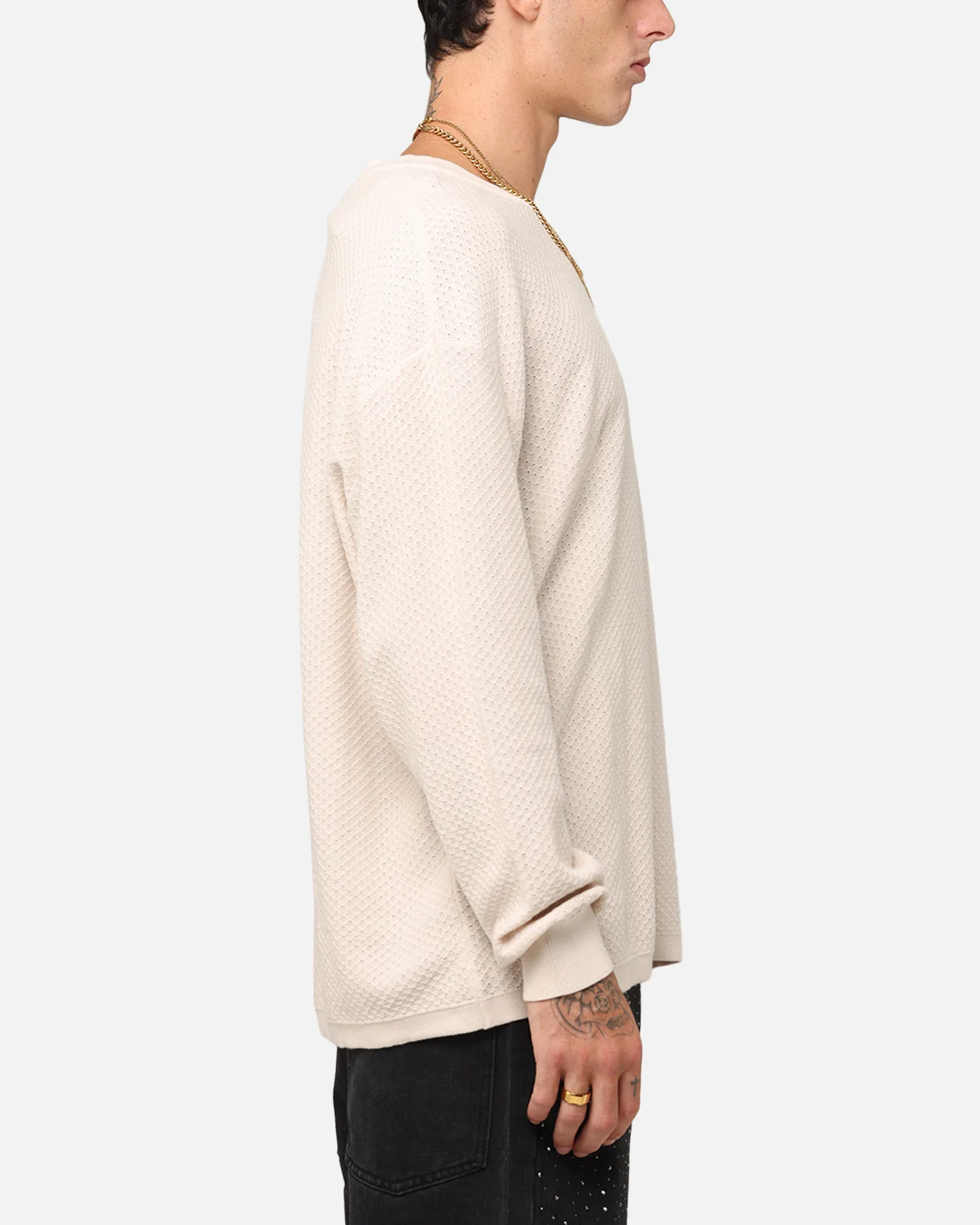 XXIII Textured Long Sleeve T-Shirt Sand - Image 4