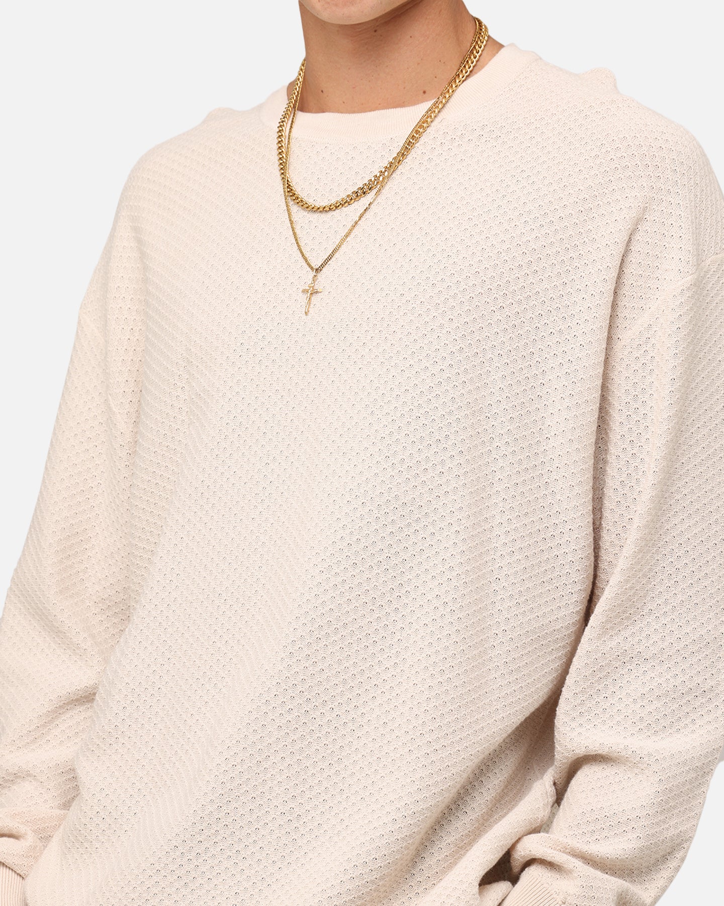 XXIII Textured Long Sleeve T-Shirt Sand - Image 6