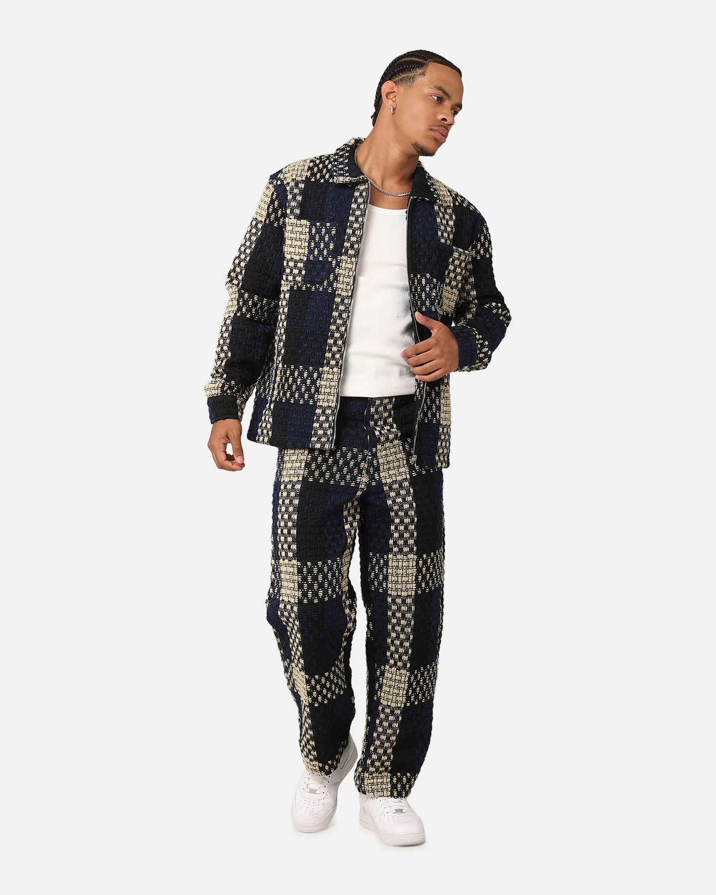 XXIII Textured Weave Pants Blue/Black/Yellow - Image 2