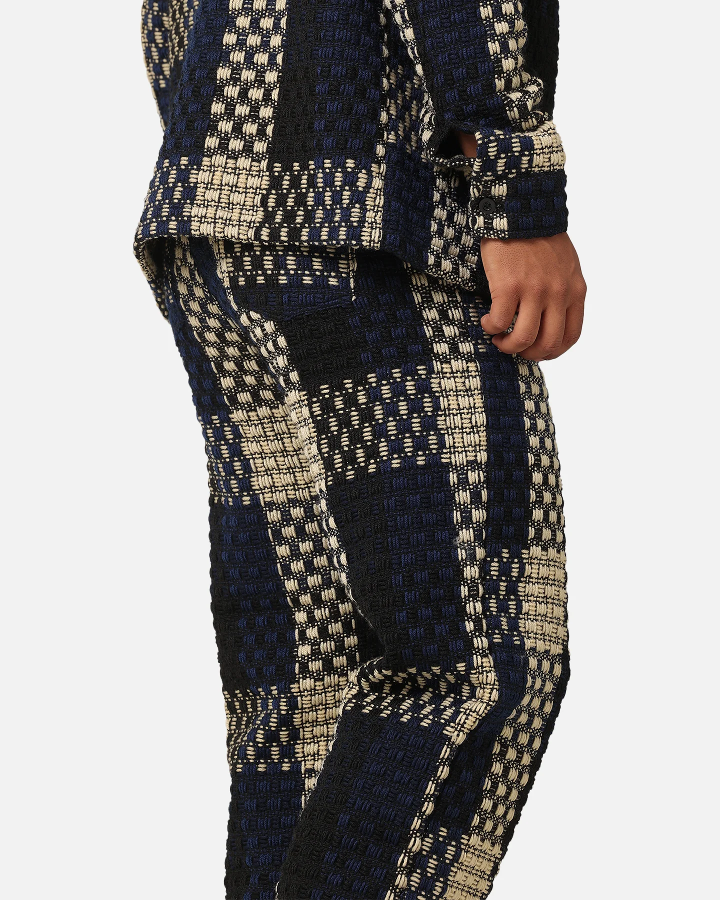 XXIII Textured Weave Pants Blue/Black/Yellow - Image 3