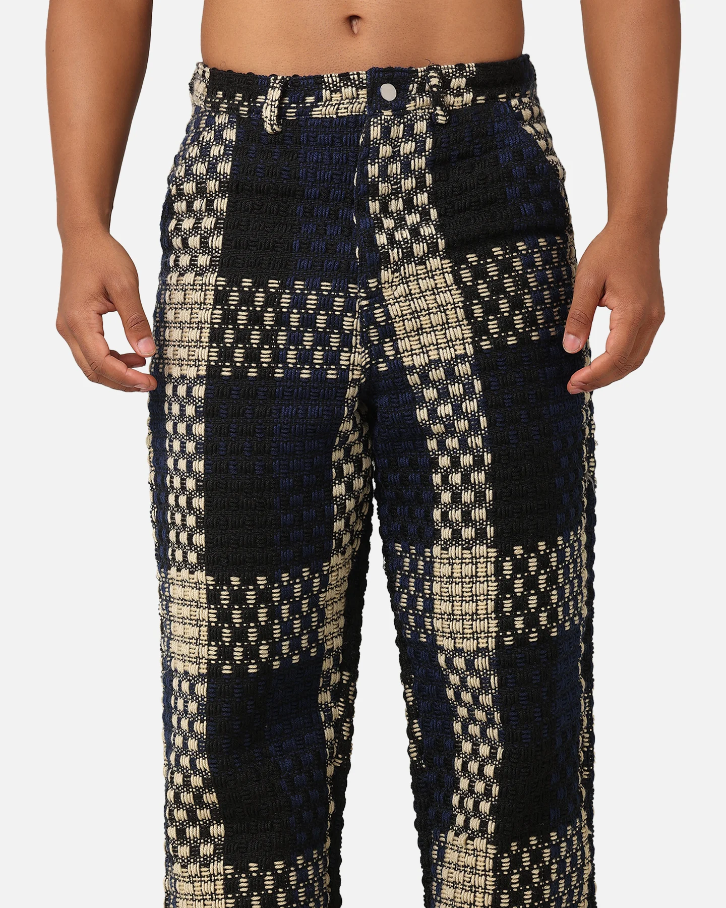 XXIII Textured Weave Pants Blue/Black/Yellow - Image 7