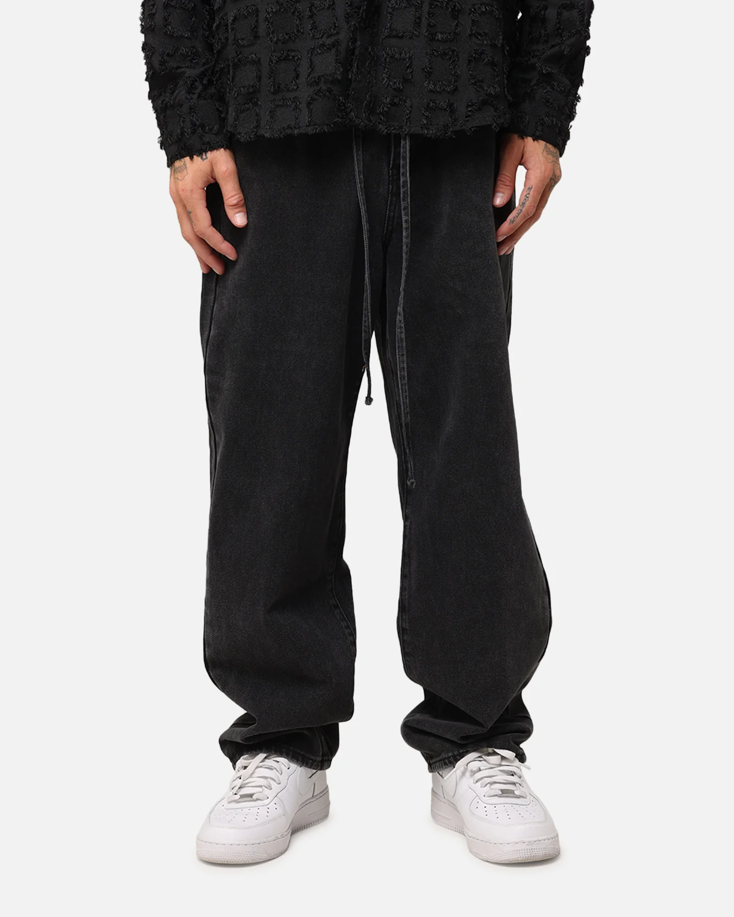 XXIII Tie Lace Baggy Jeans Black Stonewash