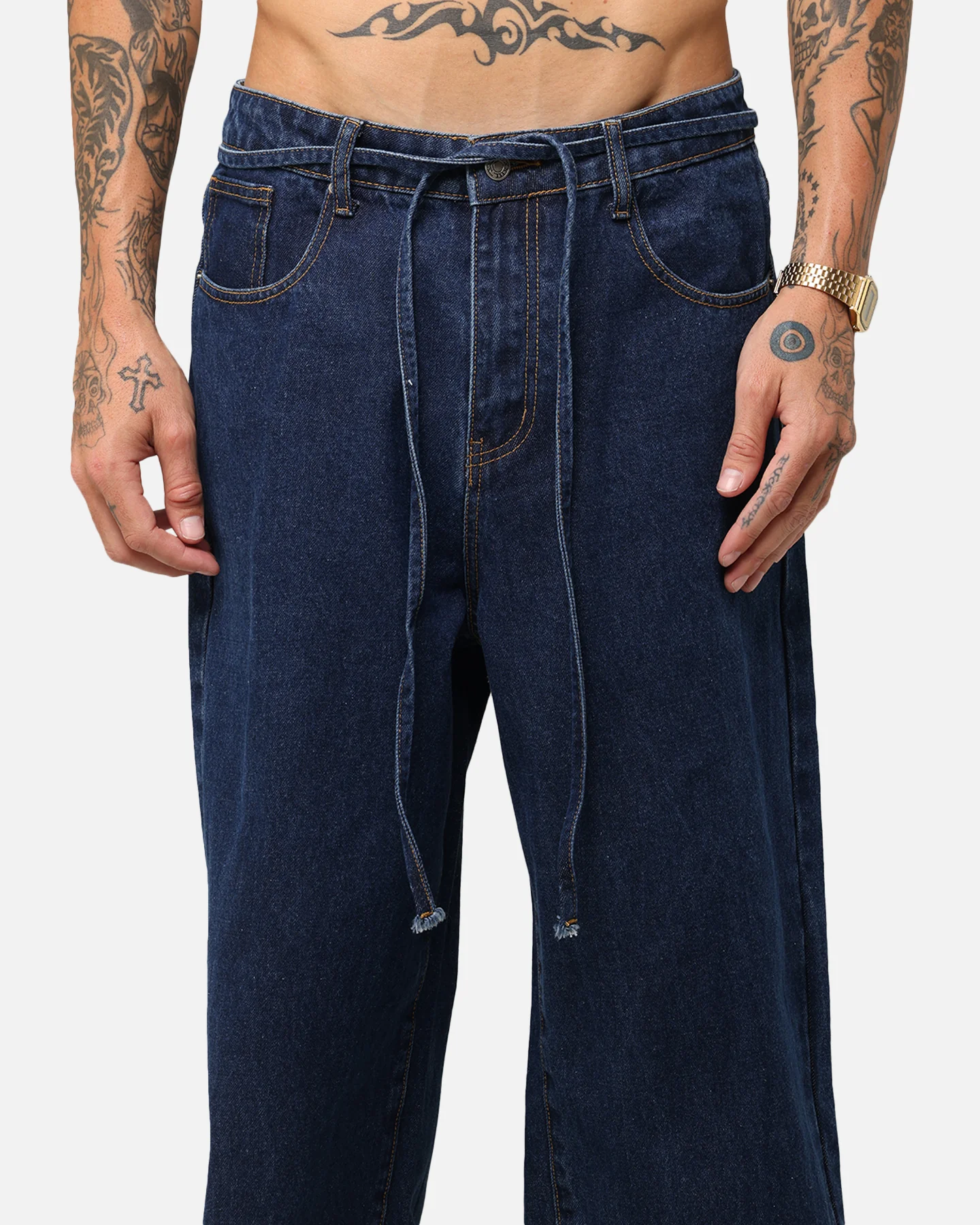 XXIII Tie Lace Baggy Jeans Stonewash Indigo - Image 7
