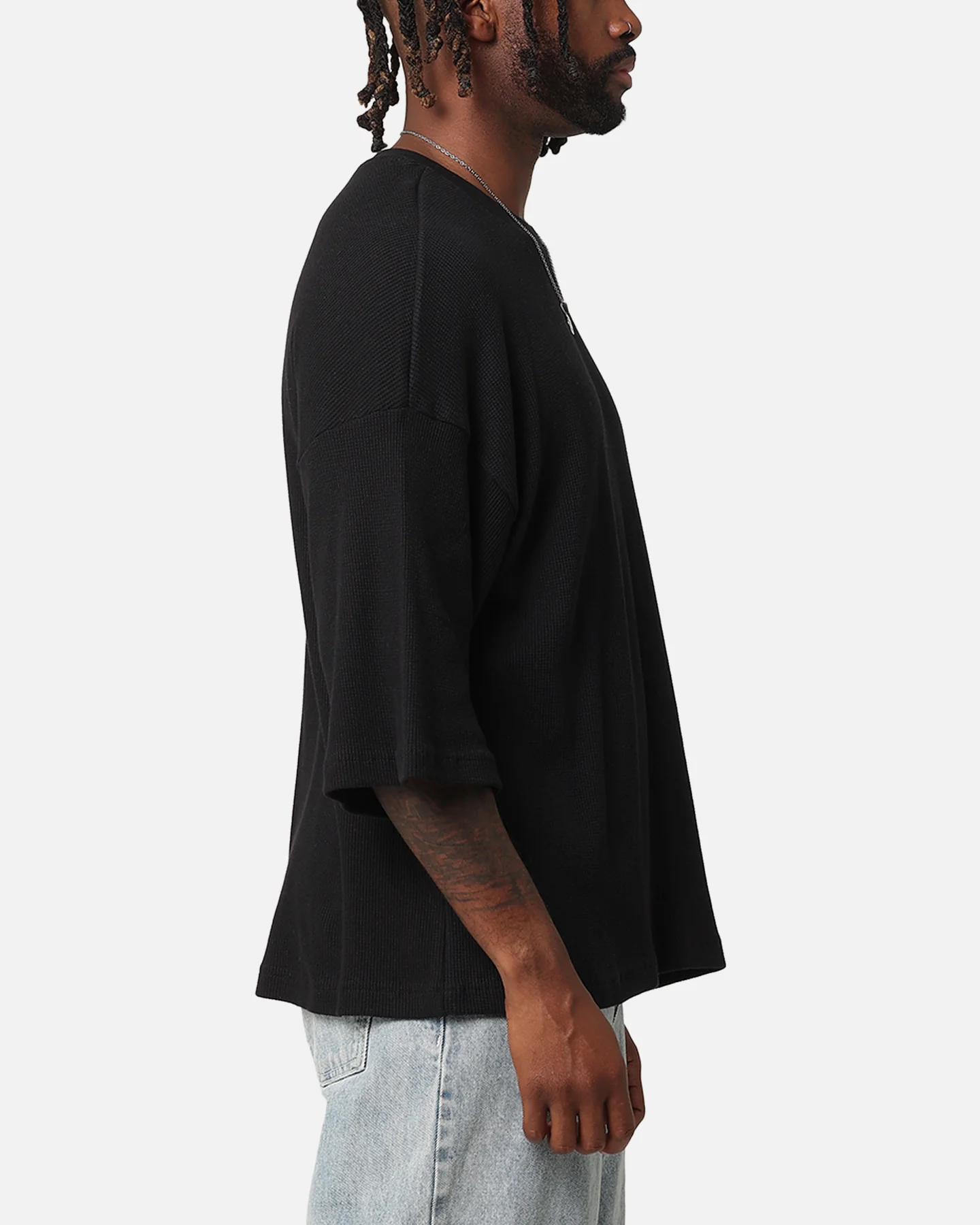 XXIII Waffle Midsleeve T-Shirt Black - Image 4