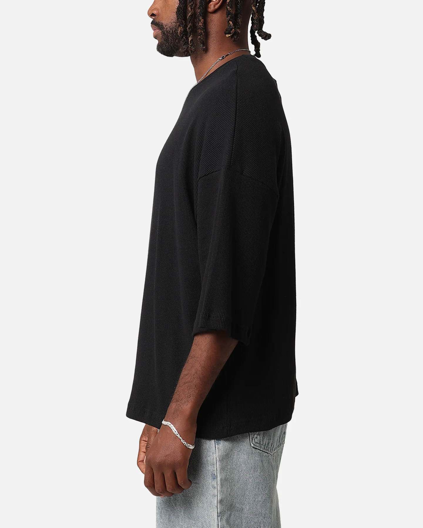 XXIII Waffle Midsleeve T-Shirt Black - Image 5