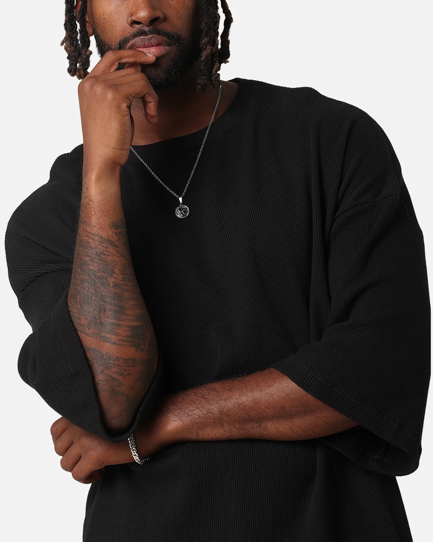XXIII Waffle Midsleeve T-Shirt Black - Image 6