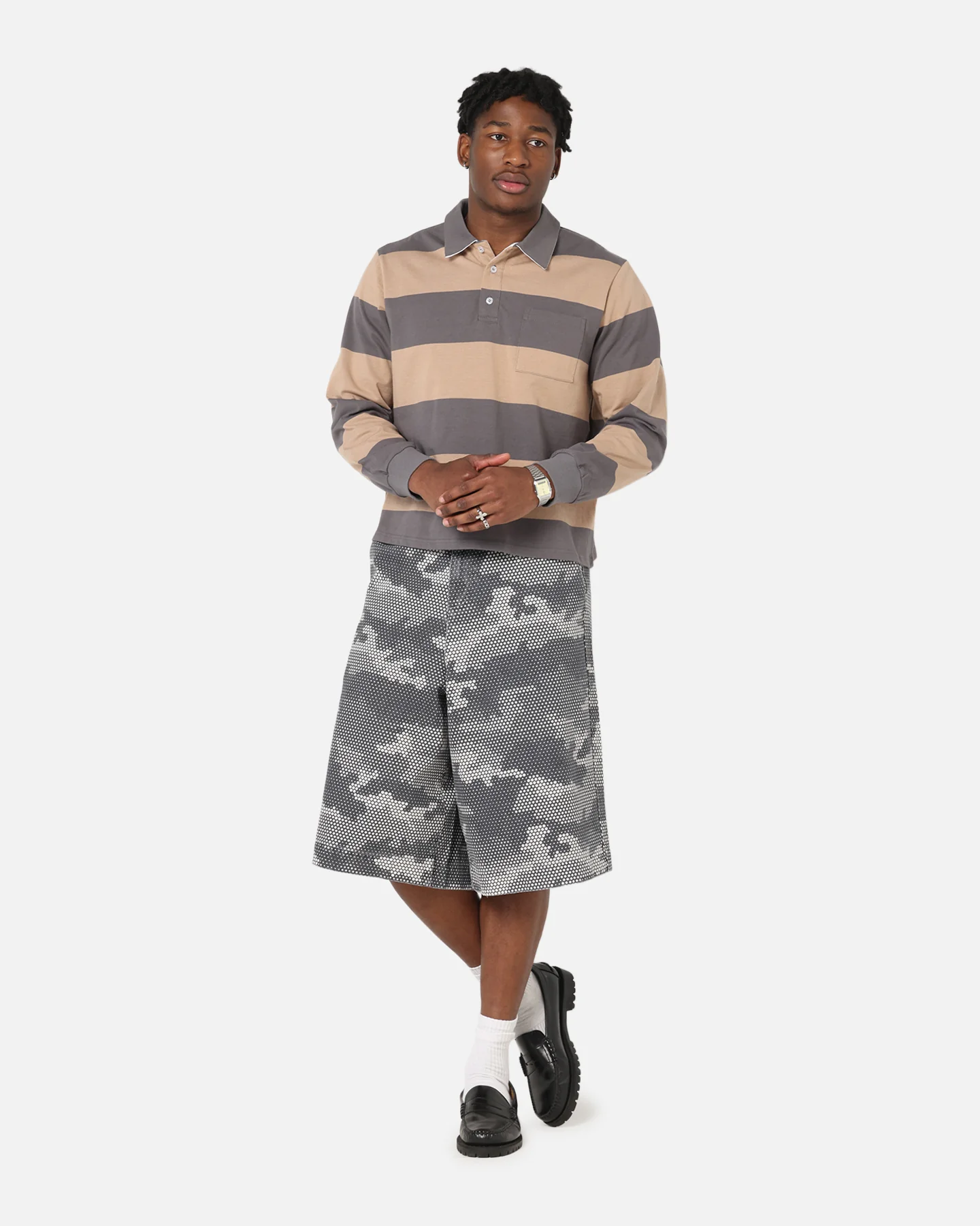 XXIII Wide Leg Denim Shorts Digi Camo - Image 2