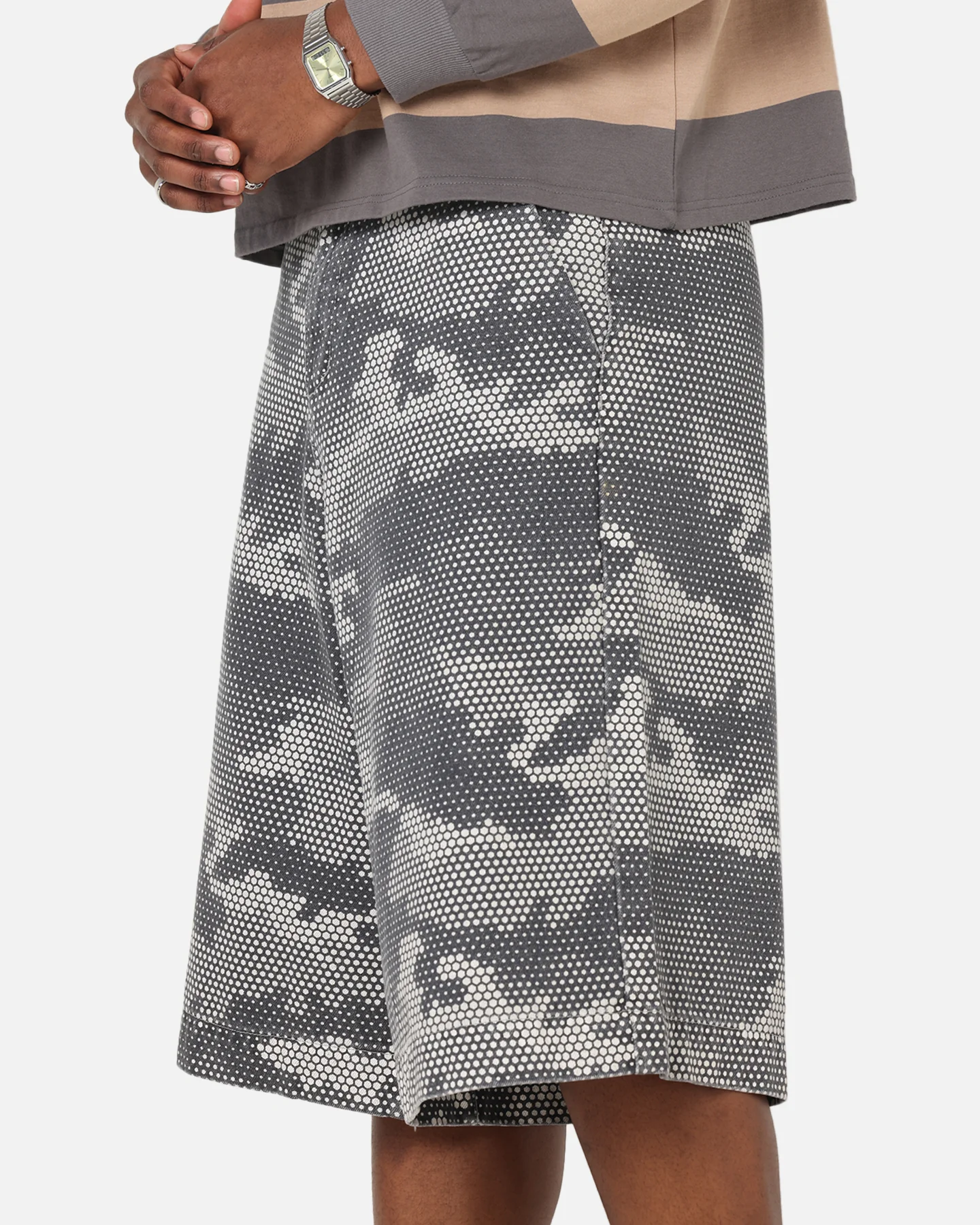 XXIII Wide Leg Denim Shorts Digi Camo - Image 3