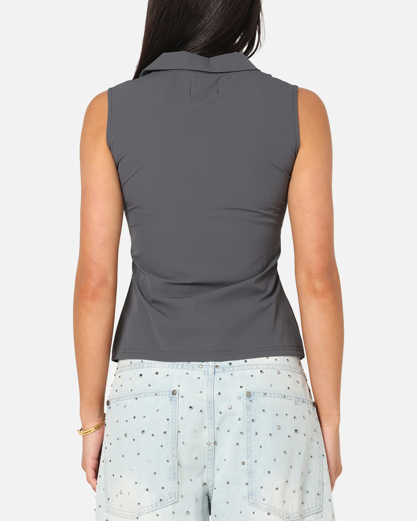XXIII Women's Asymmetric Zip Top Grey - Image 3
