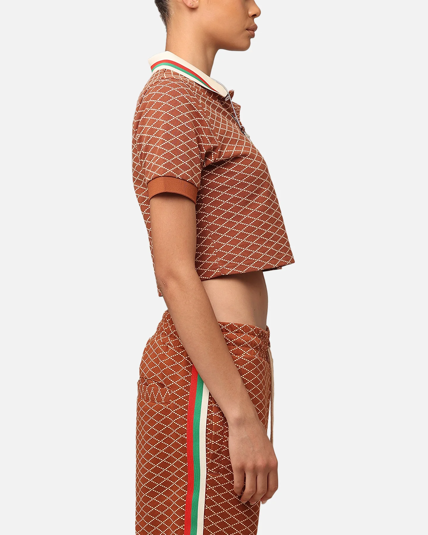 XXIII Women's Cropped Printed Polo Shirt Brown - Image 4