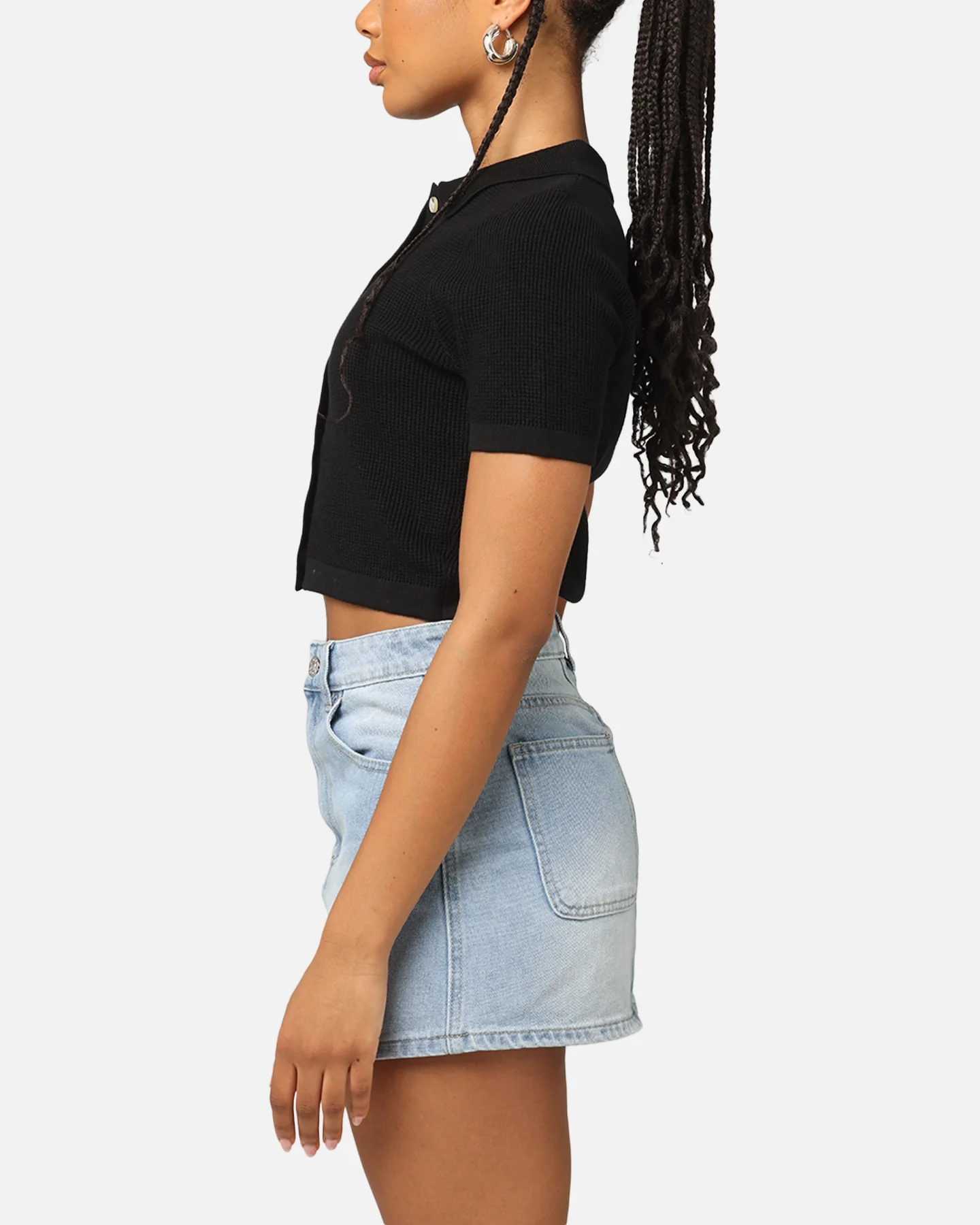 XXIII Women's Cropped Zyair Button Up Shirt Black - Image 5