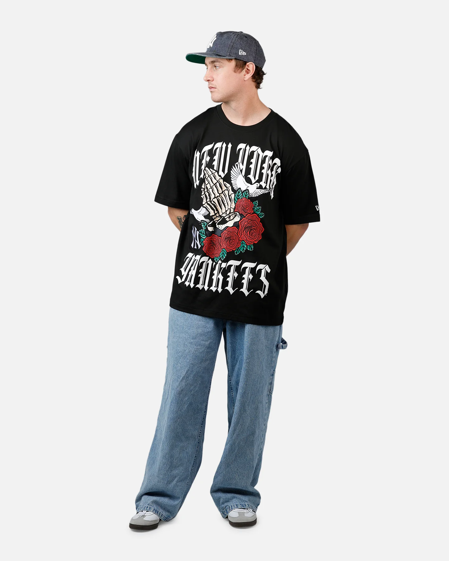 New Era New York Yankees Praying Hands T-Shirt Black - Image 3