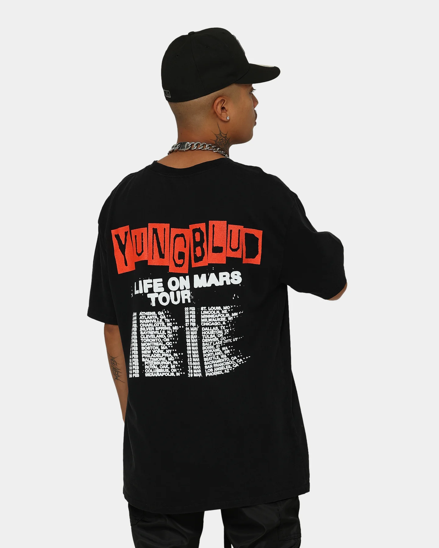 YUNGBLUD Life On Mars Tour Vintage T-Shirt Washed Black - Image 2