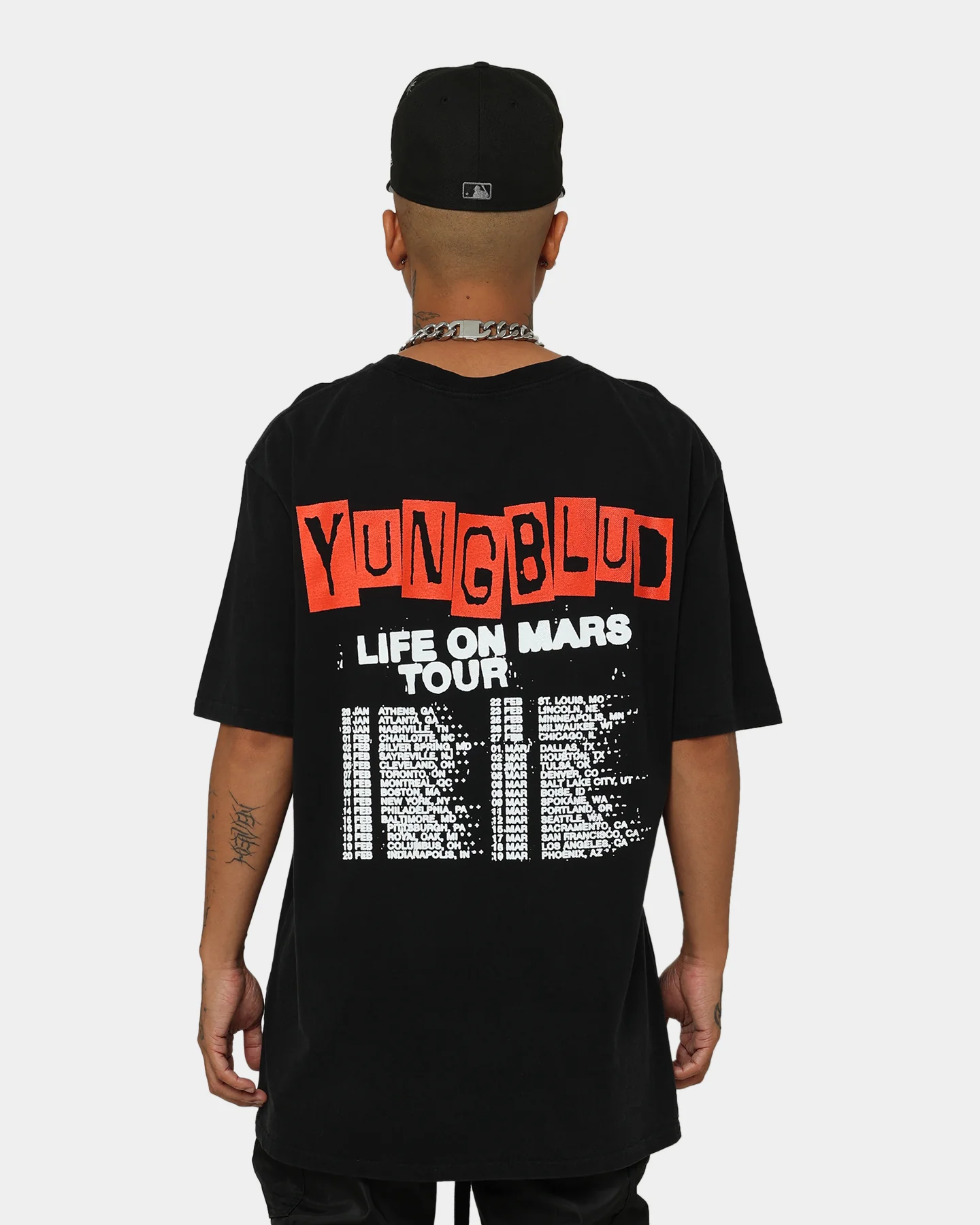 YUNGBLUD Life On Mars Tour Vintage T-Shirt Washed Black - Image 5