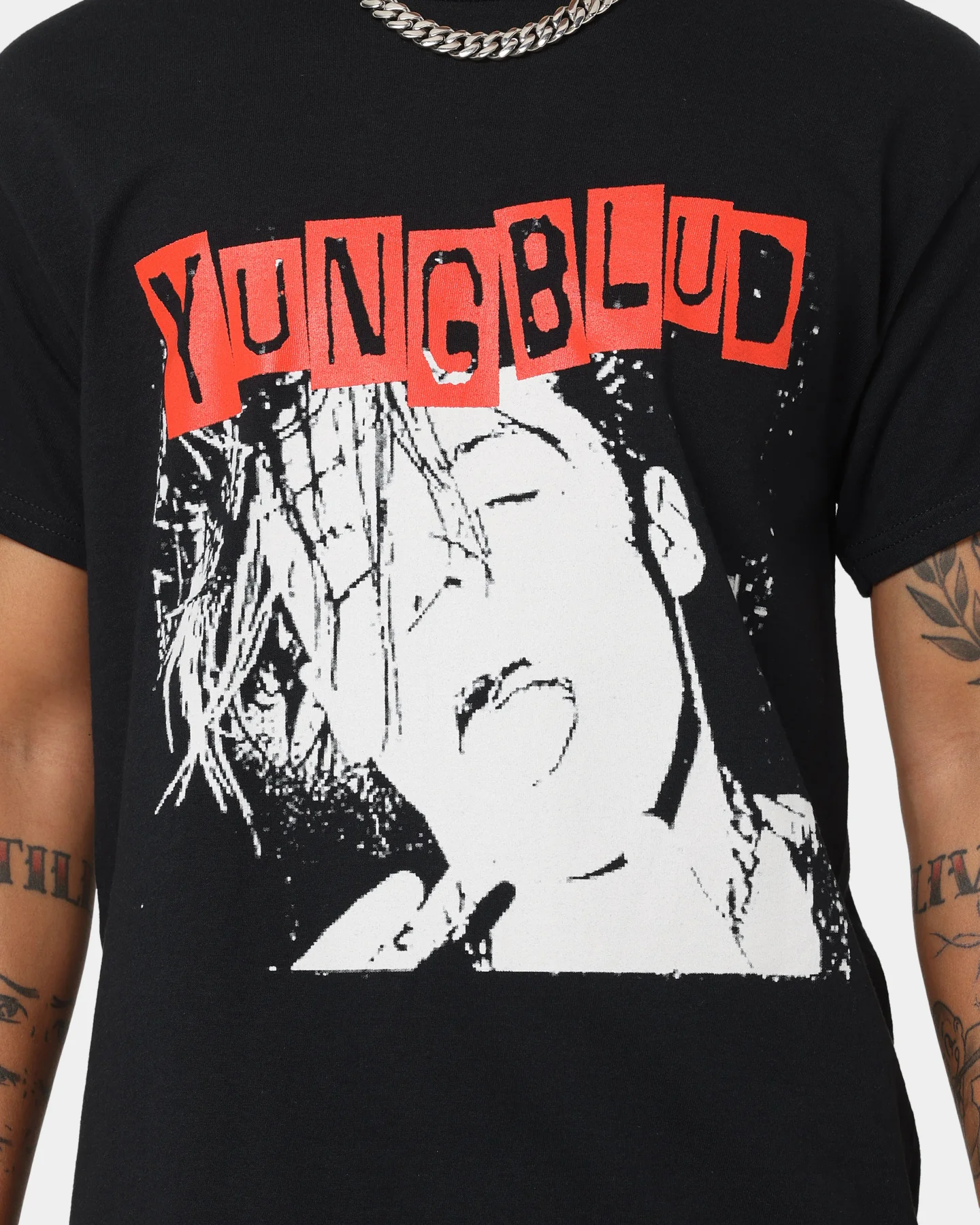 YUNGBLUD Universal Music X YUNGBLUD Stencil Photo T-Shirt Black - Image 3
